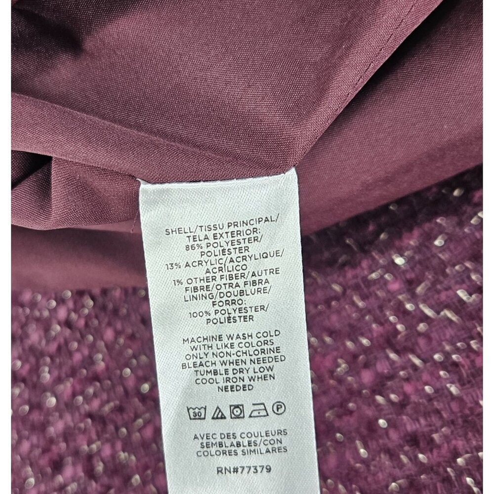 ANN TAYLOR SHIMMER POTENT PURPLE TWEED FITTED DOUBLE BREASTED COAT SZ XLP - Picture 9 of 9